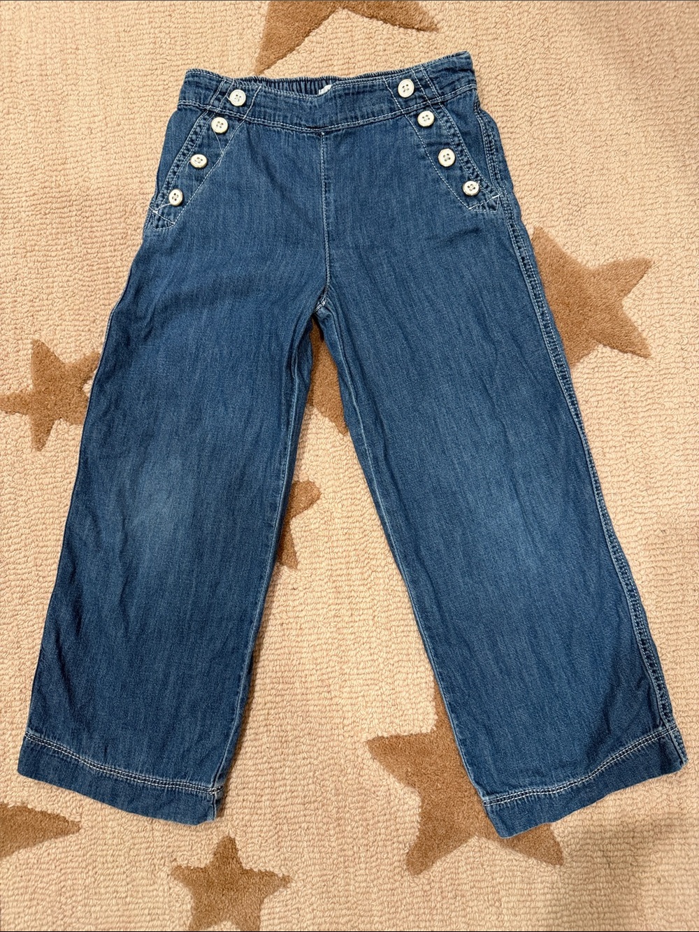 Janie and Jack Blue Wide-Leg Button-Trim Jeans